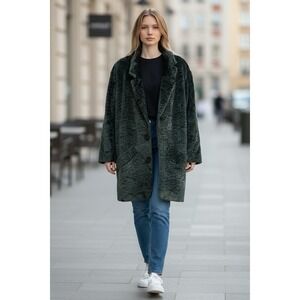 Vtg Velvet Coat Union Tag Crushed Textured Green Glam Goth Whimsy Holiday Formal